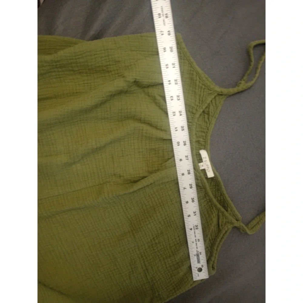 Z Supply Gauzy Wide Leg Cropped Loose Jumpsuit Green M Cottage Garden Utility